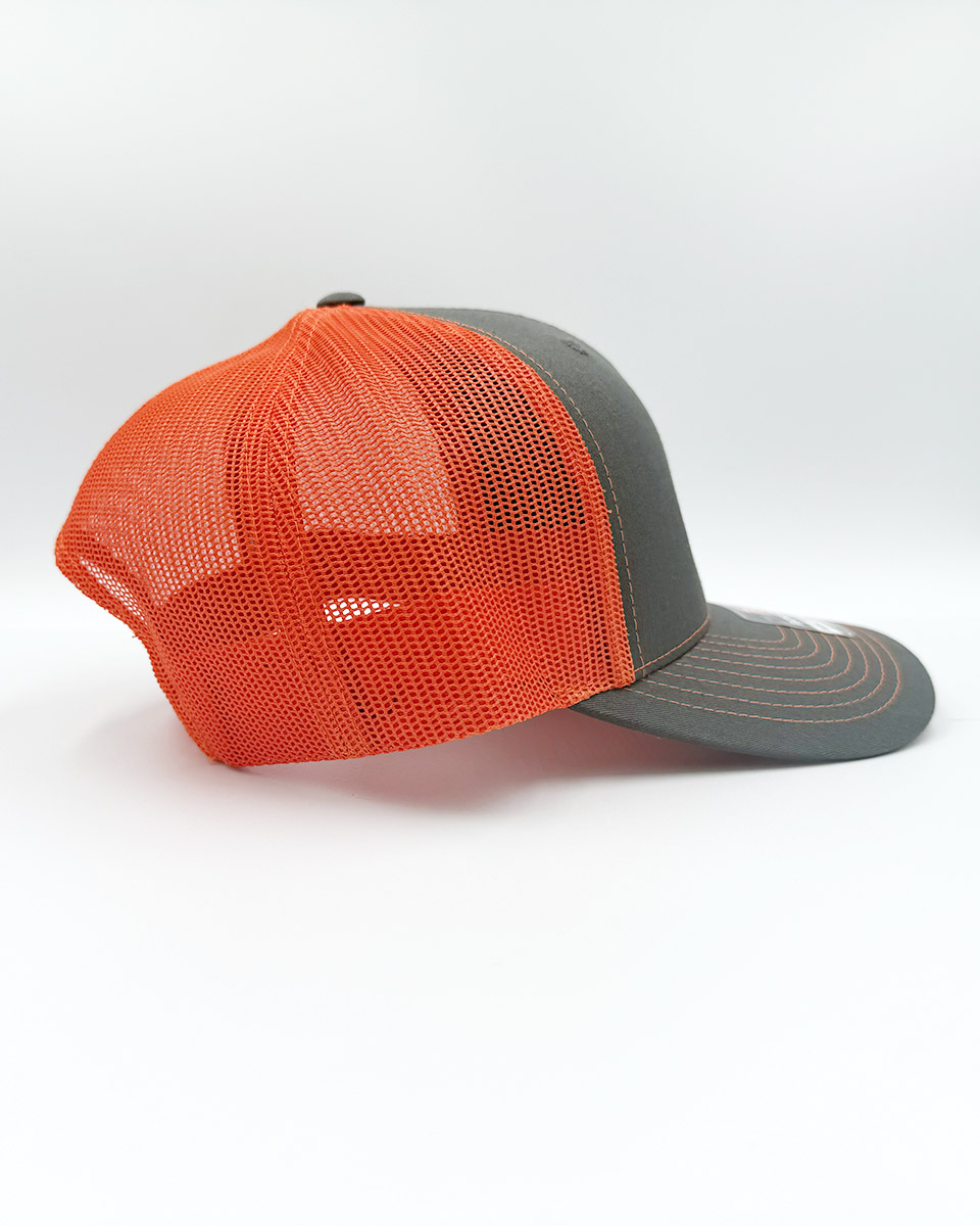 Trucker Snapback Hat - Orange/Grey - Image 2